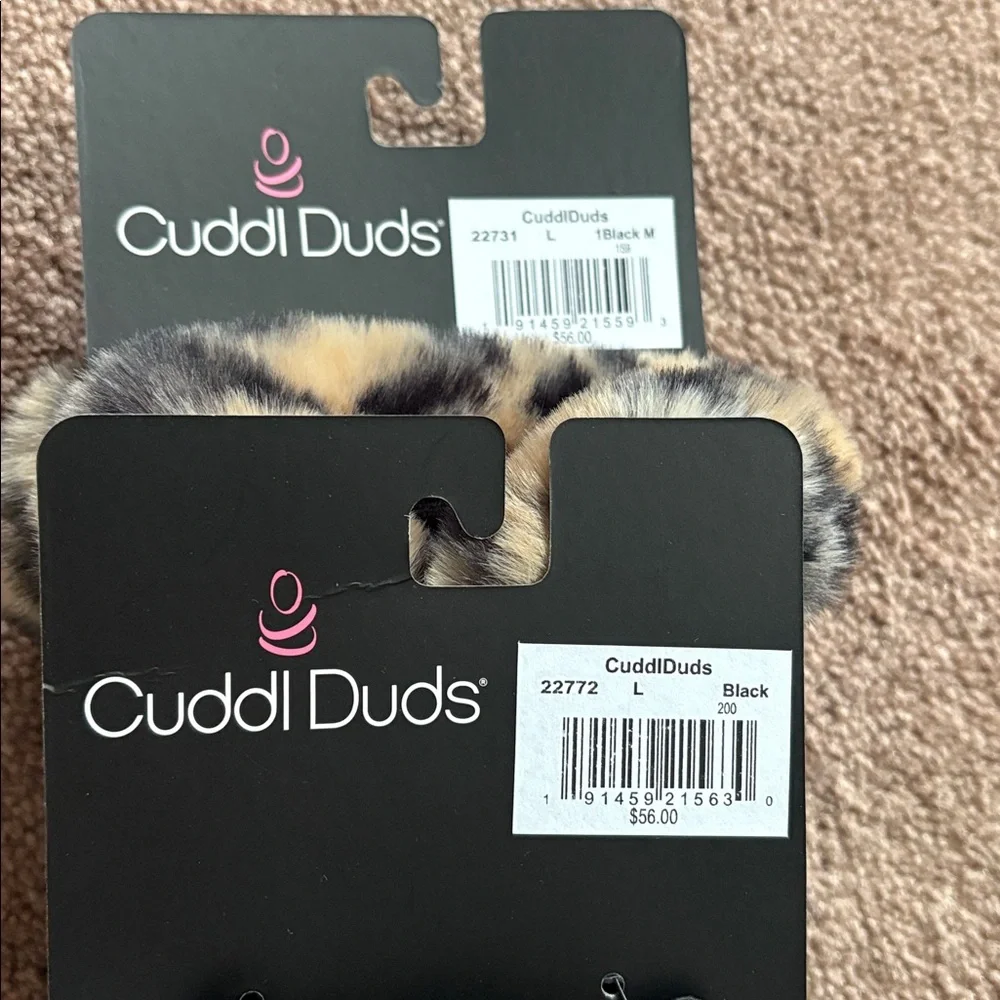 Cuddl Duds set of 2 leather fake fur large gloves NWT